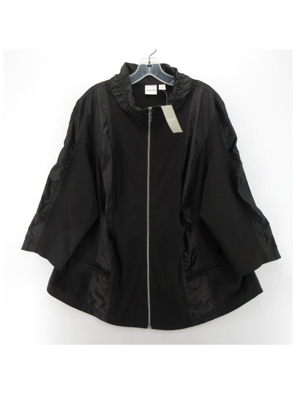 Chicos Zenergy Jacket 4 Neema Fabric Mix Ruched Stretch XXL NEW